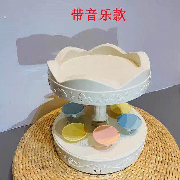 带音乐转转甜品台旋转机情人节展示台自动摆盘生日装饰旋转寿司机