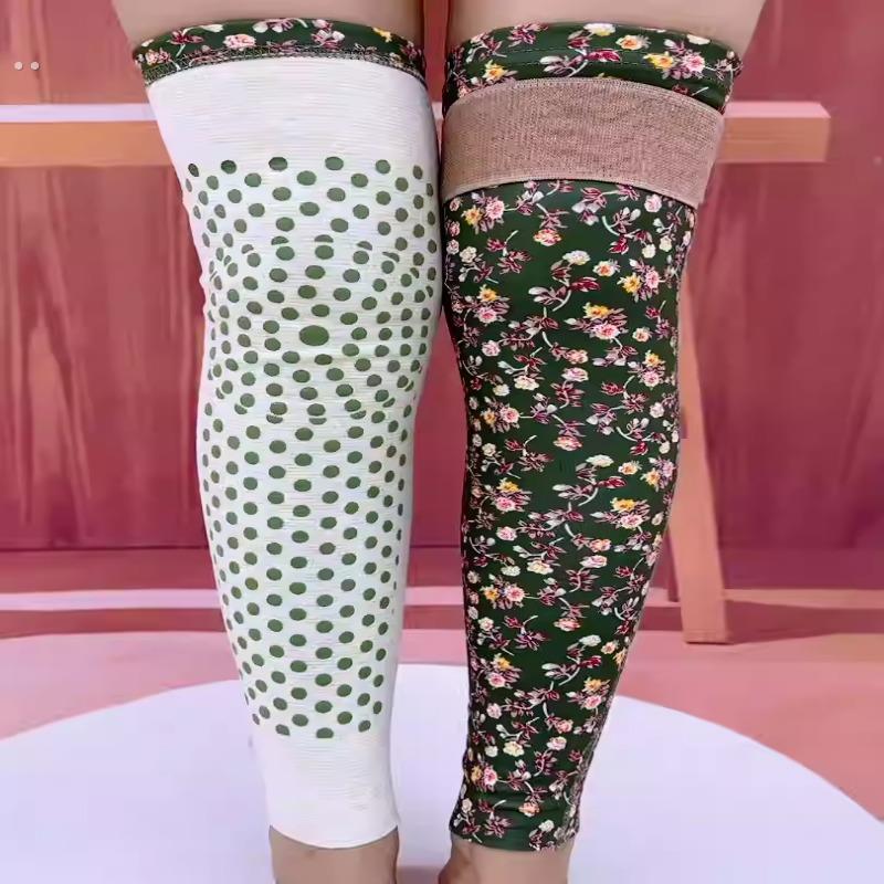 德绒绑带护膝保暖防寒印花艾草颗粒空调屋关节凉艾绒保暖加长护腿