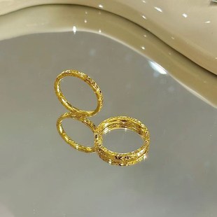 碎碎冰戒指女纯银999小众设计闭口素圈碎冰冰食指尾戒潮新年礼物