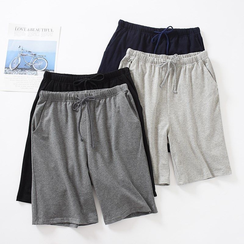 纯棉男士睡裤短裤薄款p宽松大码弹力纯色运动五分裤外穿裤衩沙滩