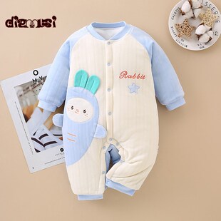 婴儿冬装连体衣服加厚棉衣新生宝宝抱衣婴幼儿秋冬装套装外穿棉袄