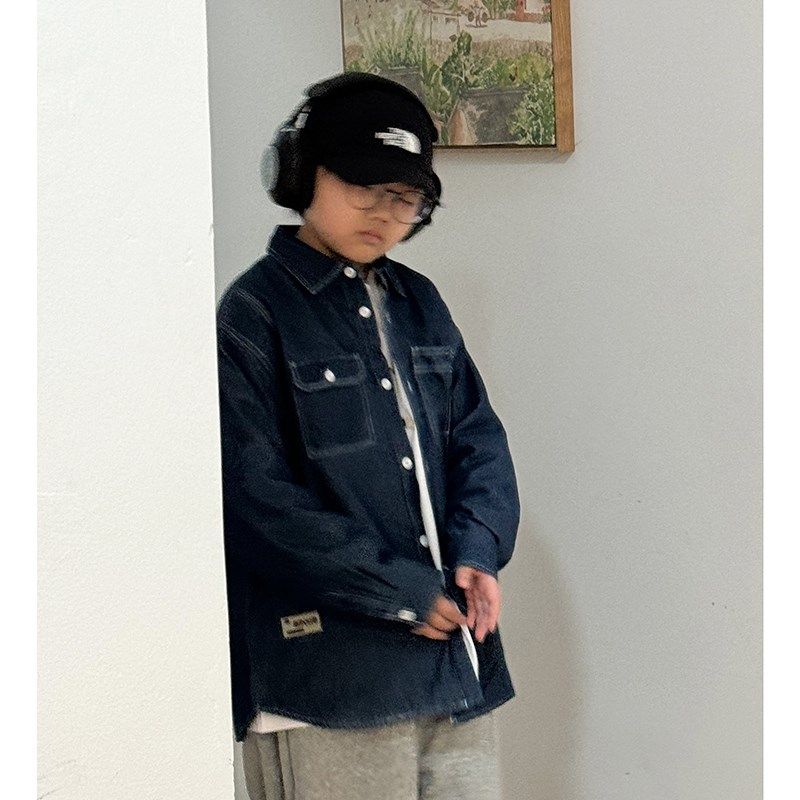 儿童外套秋冬牛仔衬衣大童蓝色夹棉衬衫加厚保暖长袖棉服开衫潮牌,童装/婴儿装/亲子装,儿童牛仔外套,淘宝优惠券,粉丝福利购,淘宝优惠卷