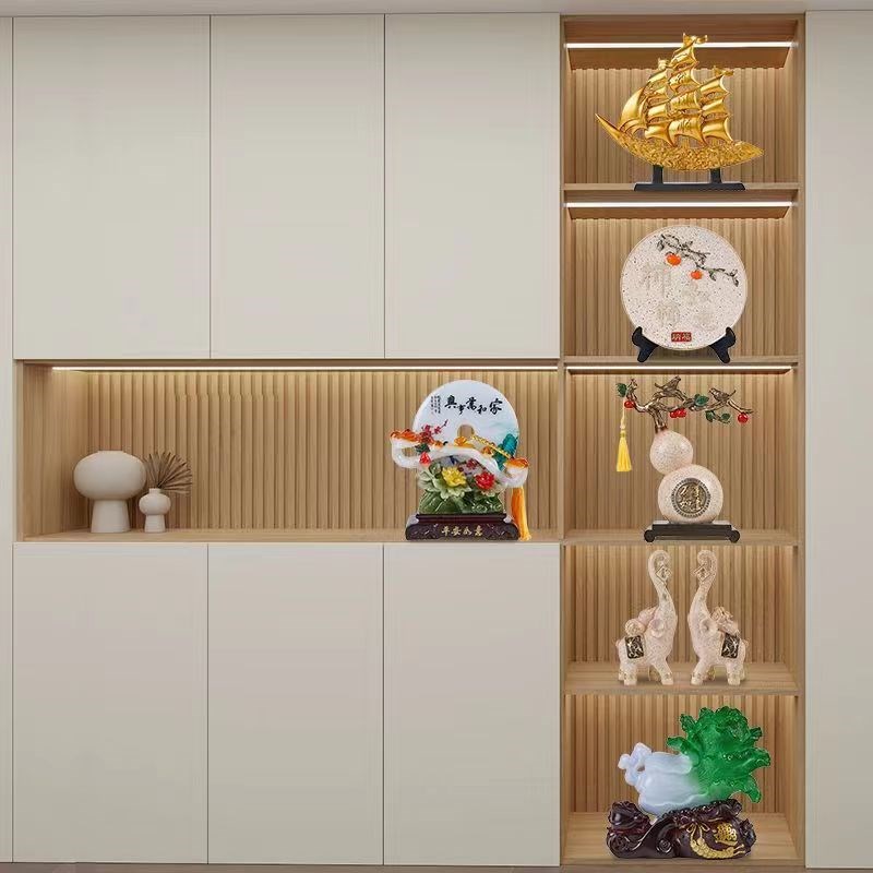 一站式购买新中式组合轻奢高级玄关酒柜博古架电视柜套组摆件