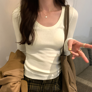 秋冬装孕妇装打底衫中长款大码弹力紧身u领长袖显U瘦孕妇上衣潮女