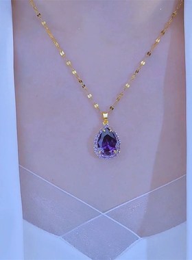 紫水晶女士项链2023年新款网红爆款轻奢小众高级感饰品锁骨链女潮