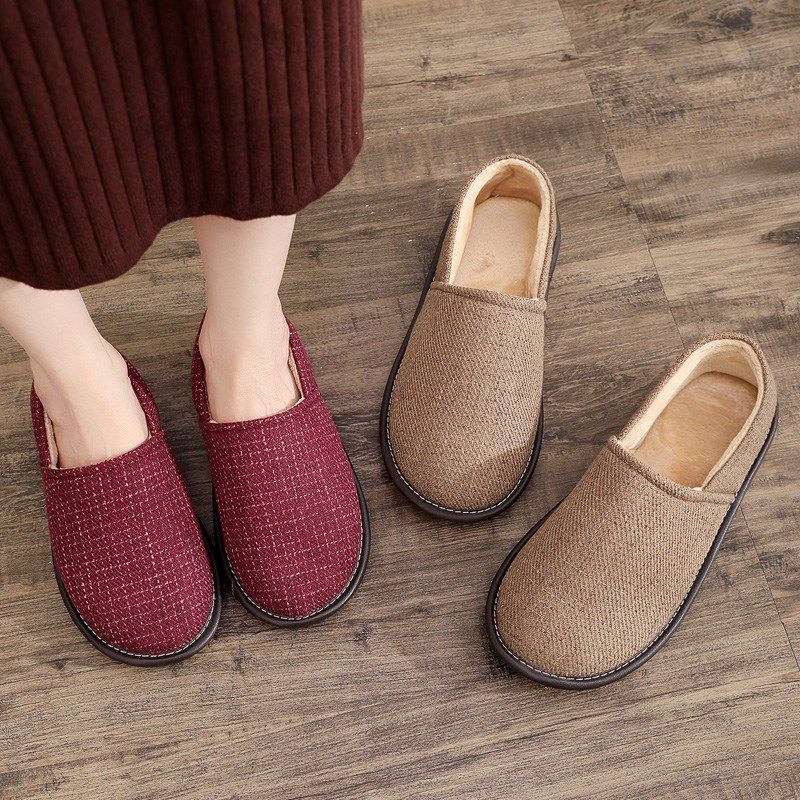 秋冬季居家包跟保k暖棉拖鞋男女士室内家用防滑厚底加绒布棉鞋老