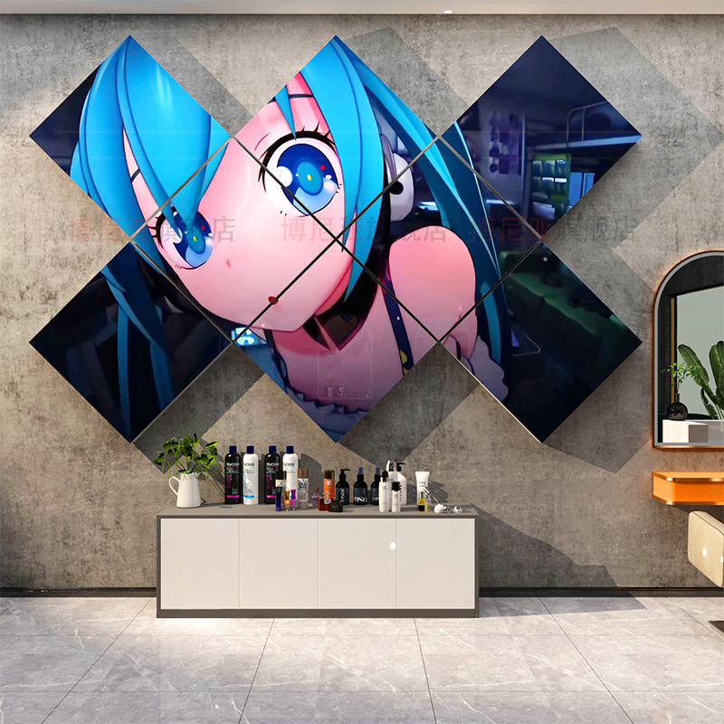 网红理发店墙面装饰品美发店打卡布置挂画发廊海报背景形象墙贴纸