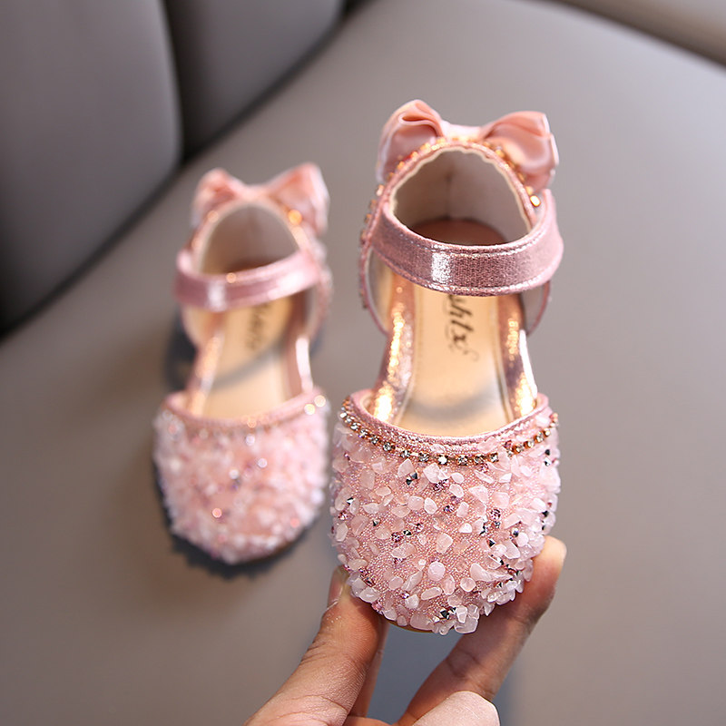 女童公主鞋2021春夏季新款女宝宝韩版包头儿童软底凉鞋小女孩水晶