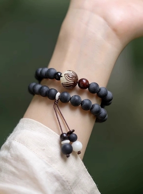 复古药珀手链女森系学生手链情侣佛珠手串檀香手串天然中国风佛珠
