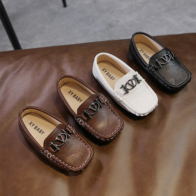 男童皮鞋2021春季新款方头软底一脚蹬儿童豆豆鞋韩版中小童单鞋