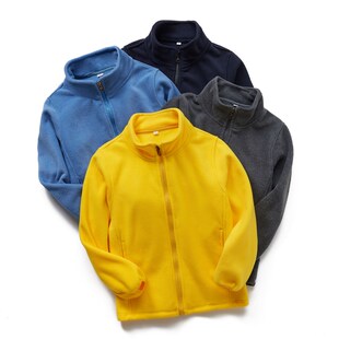 儿童摇粒绒黄色外套男女童拉链校服内胆秋休闲抓绒上衣冲锋衣园服