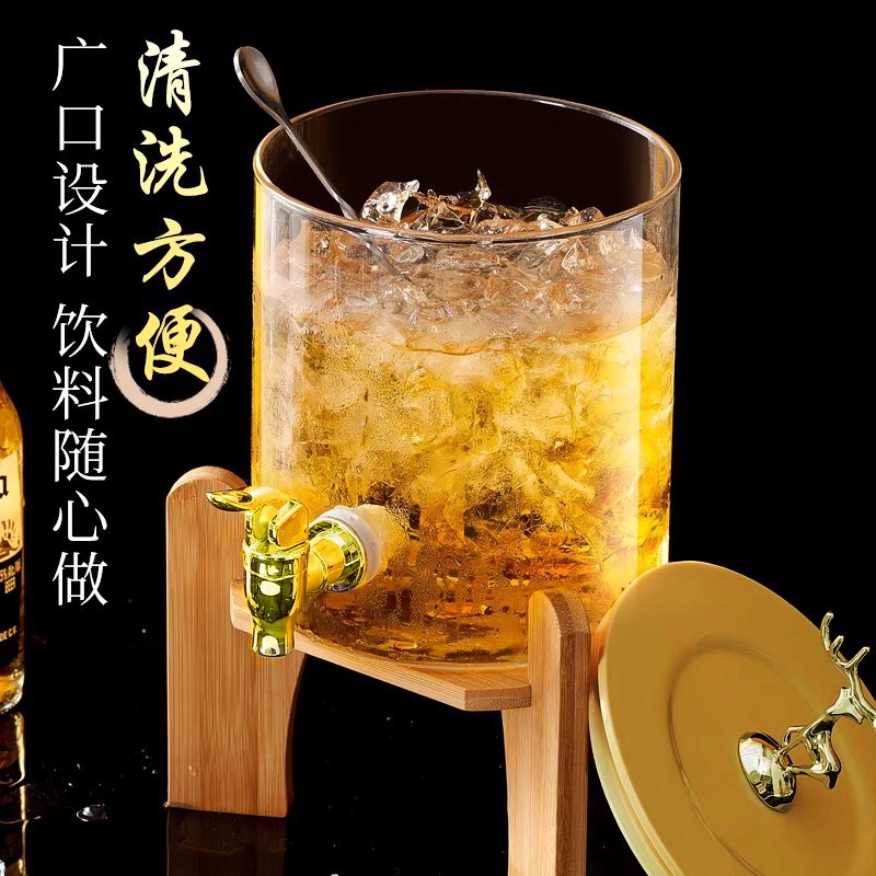优选桶酒桶泡酒玻璃瓶调酒啤w酒桶带龙头饮料桶果汁罐水果茶桶容.