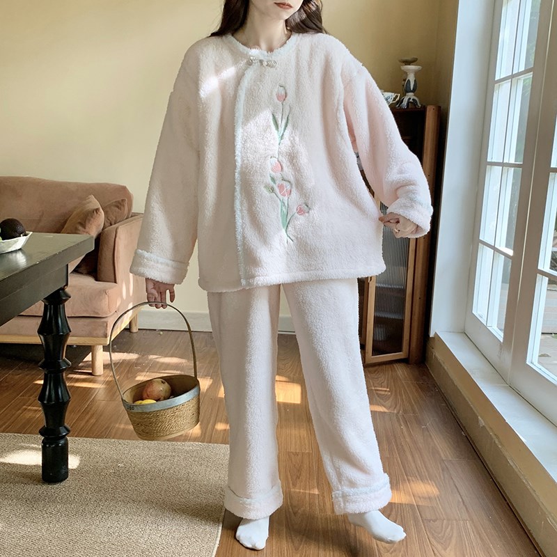 盘扣~加厚孕妇月子服秋冬季法兰绒保暖孕产妇睡衣哺乳家居服套装