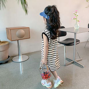 女童夏装连衣裙2023新款网红儿童长裙夏天T恤裙夏季女孩洋气裙子