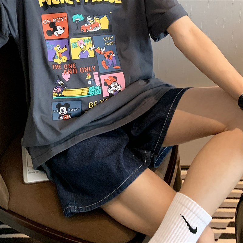 孕妇短裤夏季时尚外穿开叉阔腿牛仔短裤打底裤宽松休闲孕妇装热裤