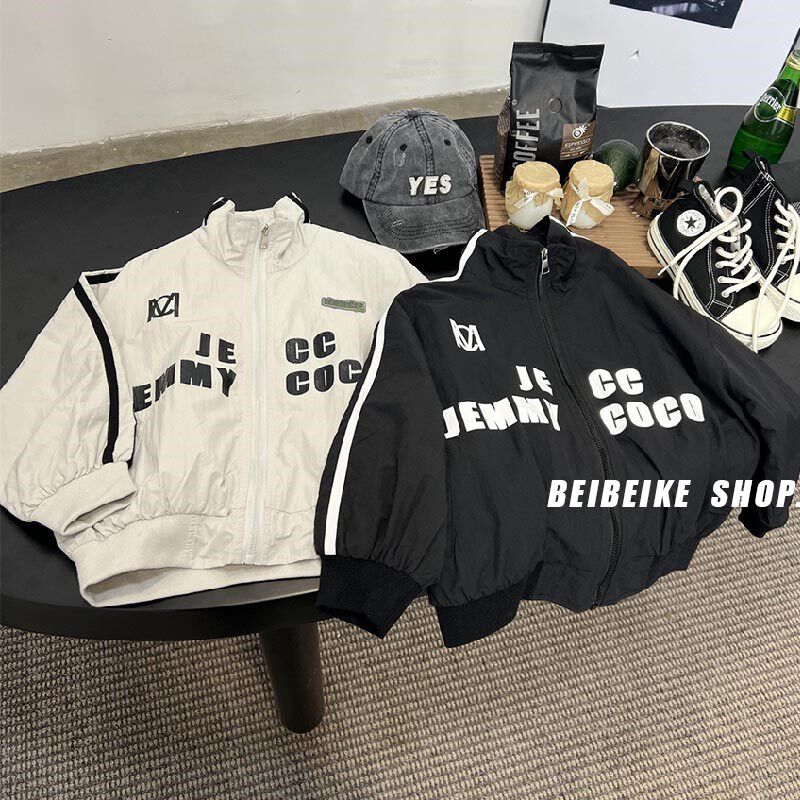 男童字母夹克衫外套春秋款儿童帅气棒球服宝宝休闲春装宽松拉链衫