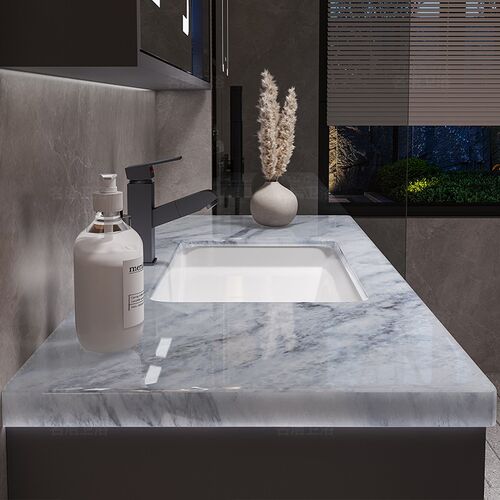 新款天然奢石陶瓷盆浴q室柜智能轻奢卫生间洗漱台洗手洗脸盆柜组