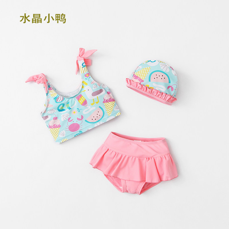 儿童泳衣女孩女童中小童2022新款婴儿宝宝分体游泳衣温泉游泳套装