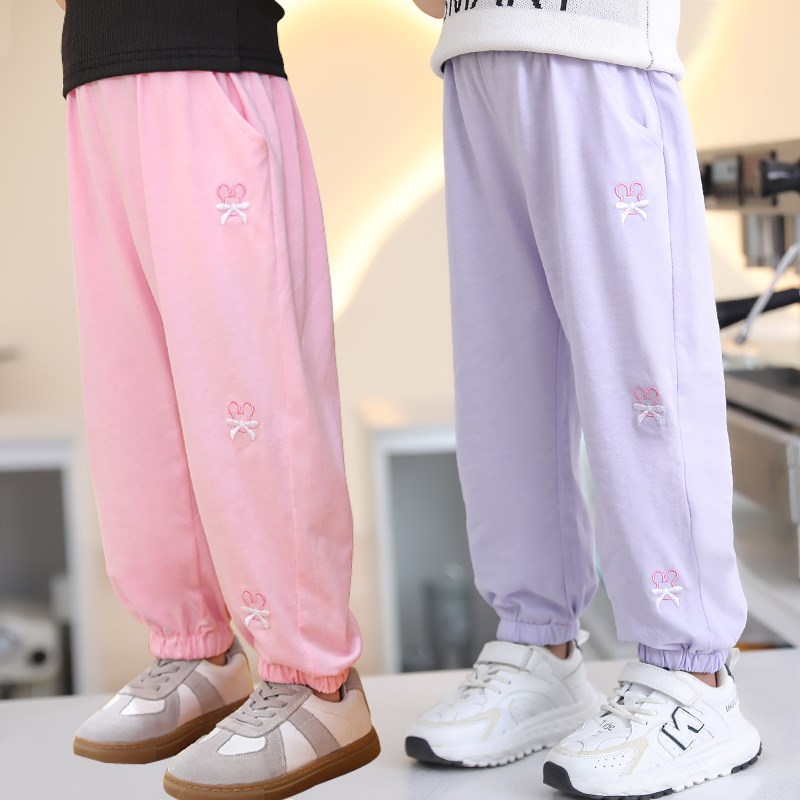 女童纯棉裤子夏季2024新款女孩夏装防蚊裤宝宝洋气薄款空调长裤