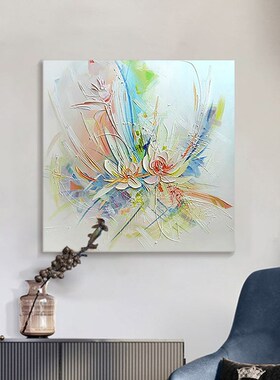 小众花卉客厅装饰画奶油风肌理艺术大芬村油画手绘牡W丹花餐厅挂