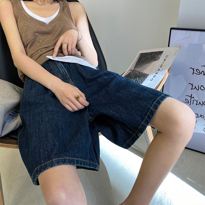 孕妇牛仔短裤子春秋款时尚宽松五分裤外穿女春夏季薄款黑灰阔腿裤