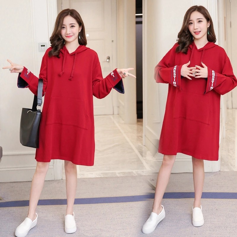 春秋款2021新款孕妇春装套装时尚款上衣女孕妇装秋冬装卫衣连衣裙