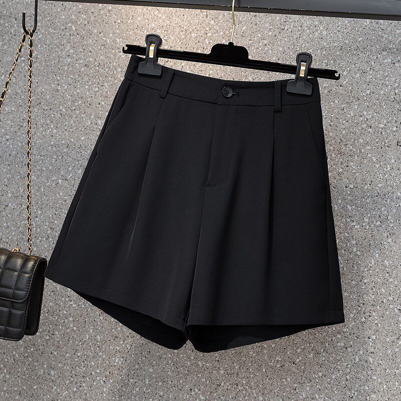 女士西装雪纺短裤女2025新款外穿夏季薄款阔腿裤大码裤子胖mm显瘦