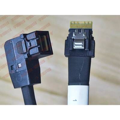 服务器Slim MINI SAS SFF-8654 4X转HD SFF-8643右弯头数据线