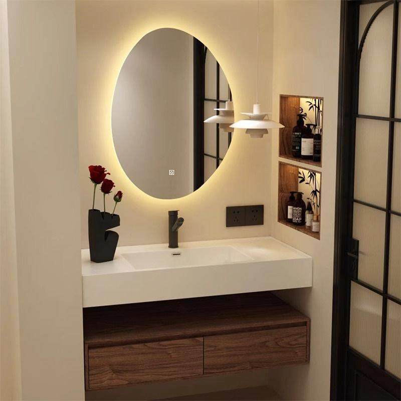 双层浴室柜组合胡桃木色岩板无缝洗手盆卫生间洗脸盆,家装主材,浴室柜组合,淘宝优惠券,粉丝福利购,淘宝优惠卷