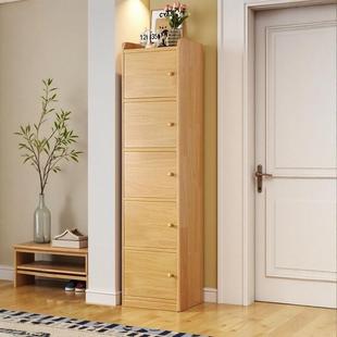 全实木鞋柜家用门口窄款高立式小型入户收纳松木鞋架鞋橱4030cm宽