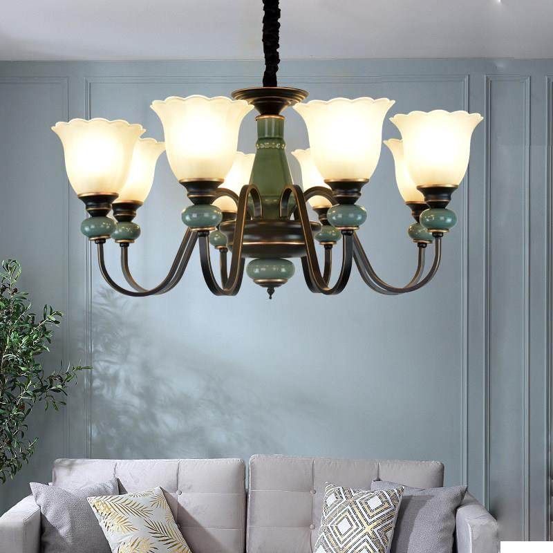 美式陶瓷客厅吊灯北欧田园简约现代大气饭厅卧室创意铁艺新款灯具,家装灯饰光源,客厅吊灯,淘宝优惠券,粉丝福利购,淘宝优惠卷