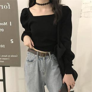 长袖 显瘦内搭打底衫 短款 毛衣潮 薄款 针织衫 2023新款 上衣女胖mm大码