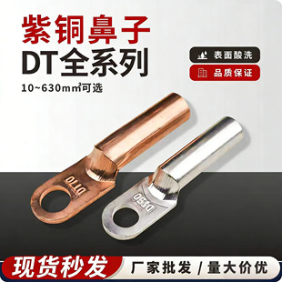 DT铜鼻子铜线电缆接线端子电线镀锡耳堵油铜接头25/35/50平方紫铜