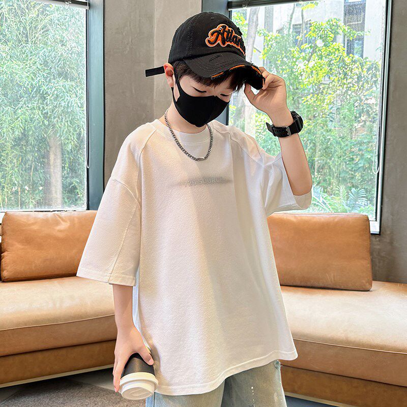 男童短袖t恤2025新款儿童大童男孩小学生纯棉半袖上衣体恤夏季潮