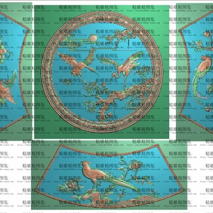 檀雕花鸟圆桌精雕图浮雕雕刻图灰度图松鹤餐台 牡丹餐桌 仙鹤圆台