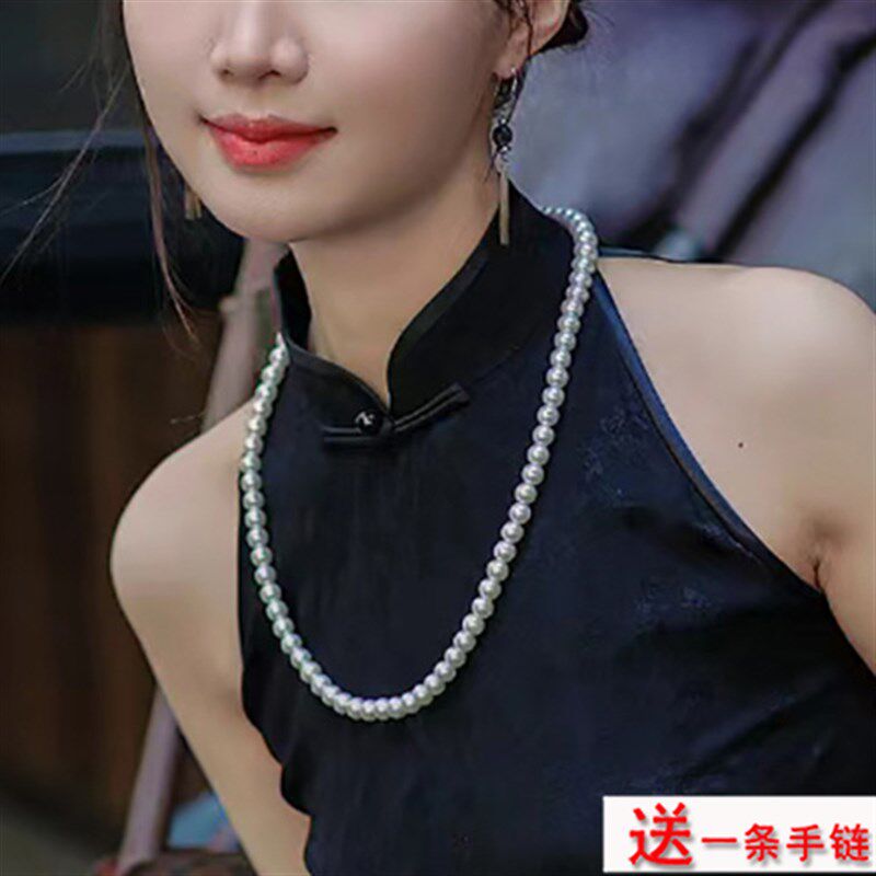 搭配旗袍项链长款仿珍珠毛衣链女士复古配饰品加长版锁骨颈链051