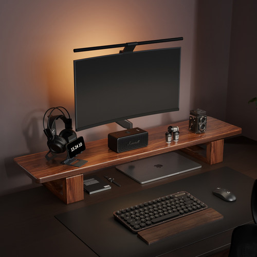 实木增高架办公桌置物架台式电脑显示器桌面收纳架笔记本托架支架