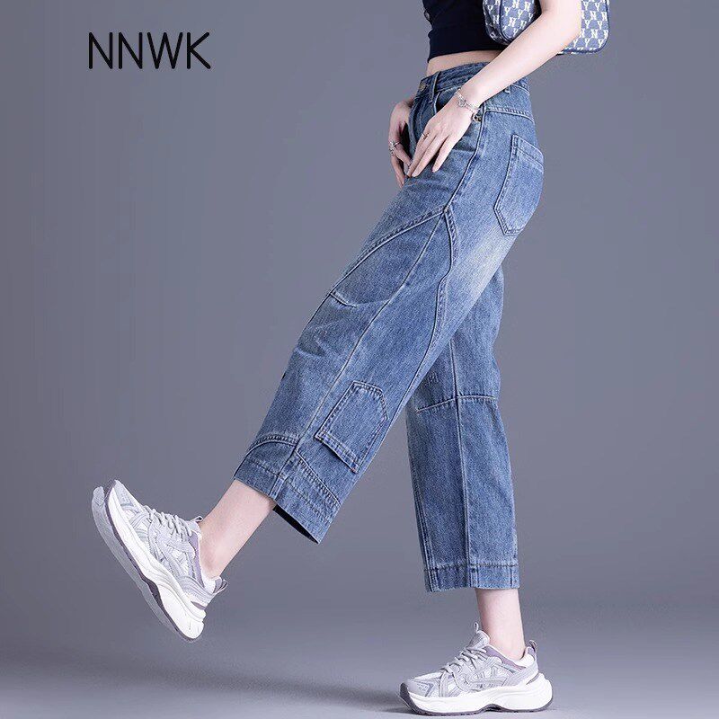 八分牛仔裤女2025新款小个子宽松直筒裤中裤夏季美式阔腿裤七分裤