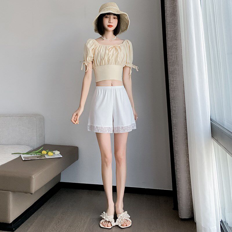 冰丝白色安全打底裤女2025夏季新款薄款防走光不卷边短裤居家热裤