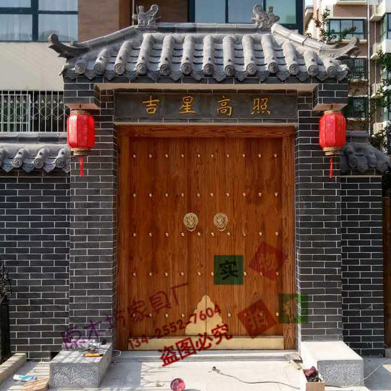 实木庭院大门古宅门别墅进户大门围墙仿J古乡村会所农村庄祠堂大