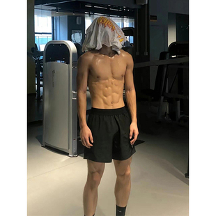 黑色尼龙速干短裤男款夏季健身篮球运动冰丝裤子美式不过膝三分裤