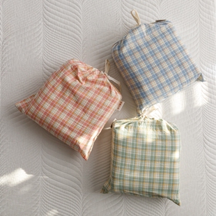 A类全棉色织水洗棉酒店隔脏睡袋纯棉旅行床单被套三四件套可携式