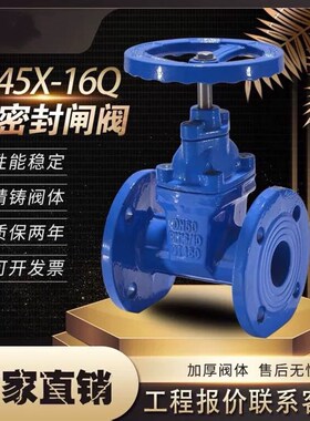 软密封闸阀Z45X-16Q自来水法兰闸阀消防球墨铁暗杆闸阀 蓝色