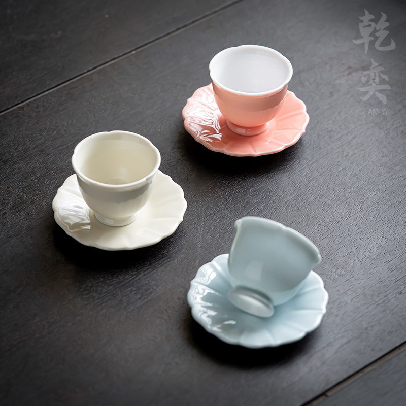 陶瓷主人杯单杯家用茶杯功v夫茶具粉色品茗杯小杯子简约茶盏专用