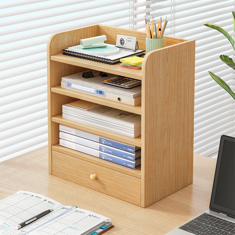 桌面置物架抽屉式办公桌上文件收纳柜工位台面改造神器整理架书架