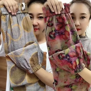 抖抖裤 夏季 女2024高腰透气显瘦遮肉妈妈库薄款 棉麻束脚休闲裤 新款