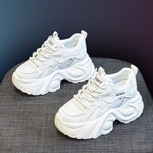 真皮内增高老爹鞋女2025年春季新款厚底休闲运动鞋爆款小个子单鞋