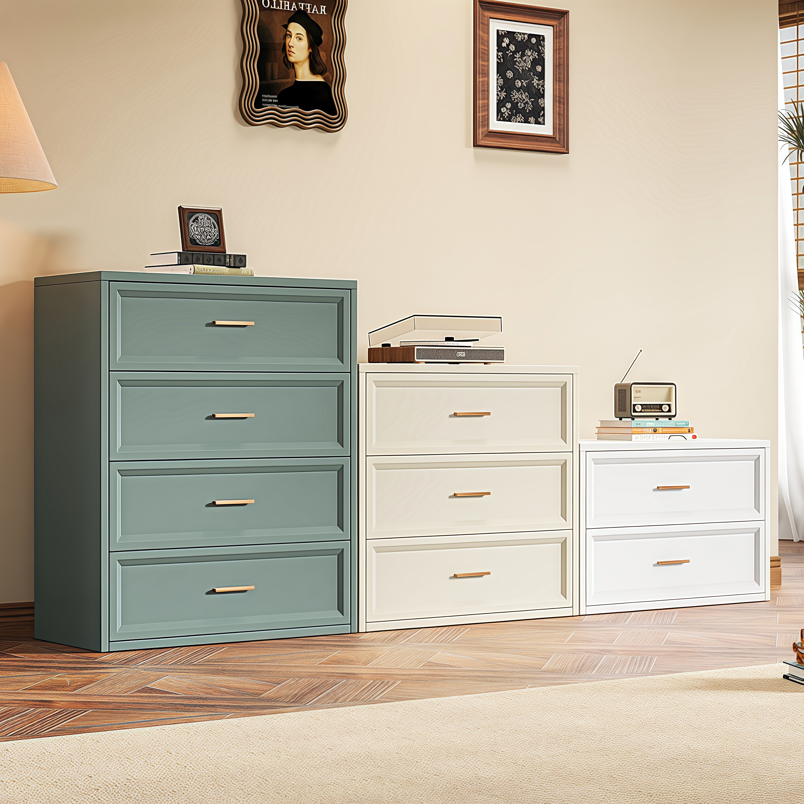 钢制五斗柜落地多层家用铁艺储物