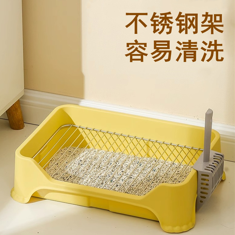 狗狗厕所中小型犬幼定点尿盆防踩屎柯基不锈钢网架大便狗砂盆