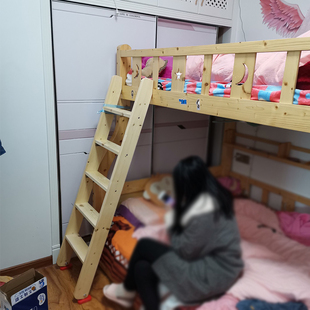 宿舍上下铺单梯 家用实木梯子 阁楼登高楼梯室内外加厚松木直梯
